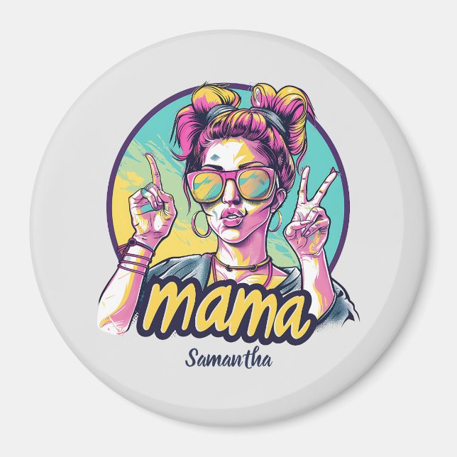 Personalised Retro  Mama Pop Art (19) Magnet (Front)