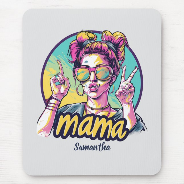 Personalised Retro  Mama Pop Art (19) Mouse Pad (Front)