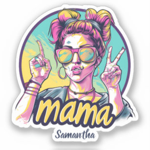 Personalised Retro  Mama Pop Art (19) Sticker