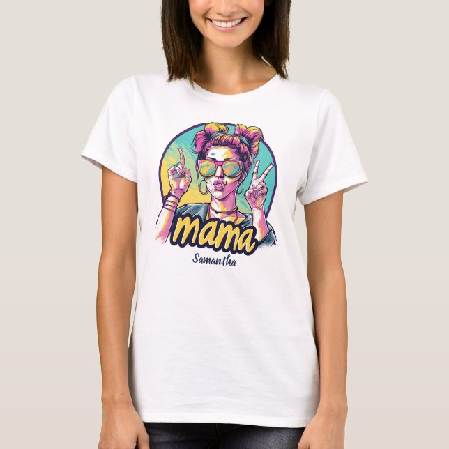 Personalised Retro  Mama Pop Art (19) T-Shirt (Front)
