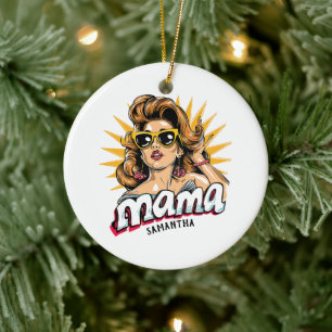 Personalised Retro  Mama Pop Art 1 Ceramic Ornament