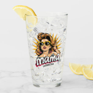 Personalised Retro  Mama Pop Art 1 Glass