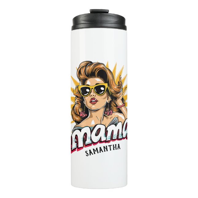 Personalised Retro  Mama Pop Art 1 Thermal Tumbler (Front)