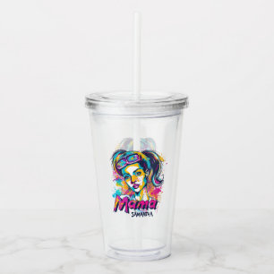 Personalised Retro Mama Pop Art (20) Acrylic Tumbler