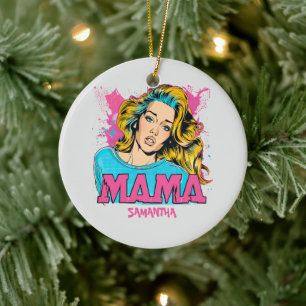 Personalised Retro  Mama Pop Art (20) Ceramic Ornament