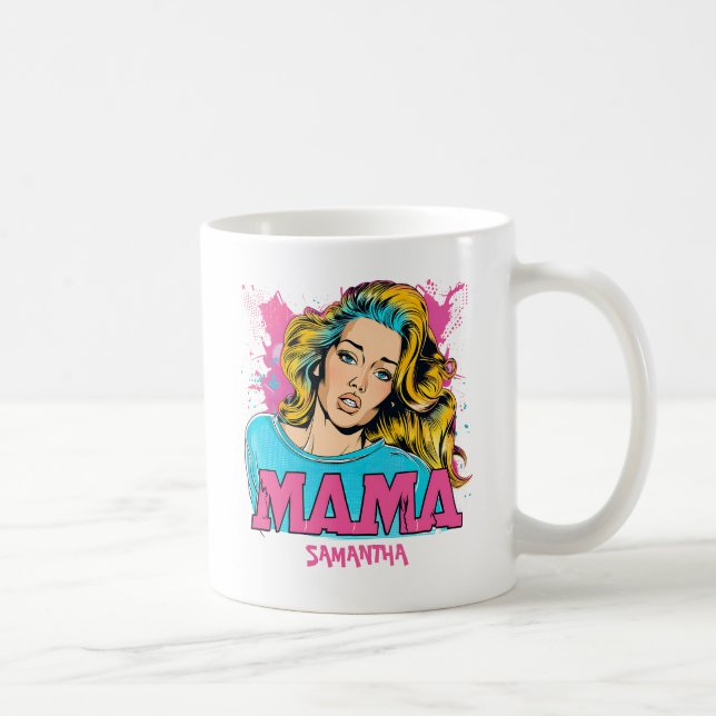 Personalised Retro  Mama Pop Art (20) Coffee Mug (Right)