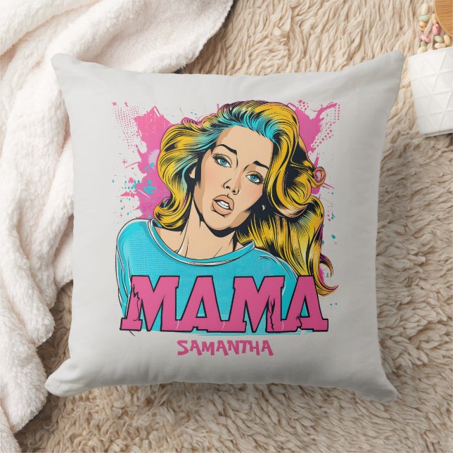 Personalised Retro  Mama Pop Art (20) Cushion (Blanket)
