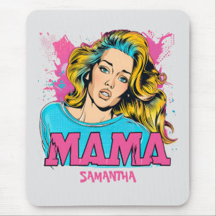 Personalised Retro Mama Pop Art (20) Mouse Pad
