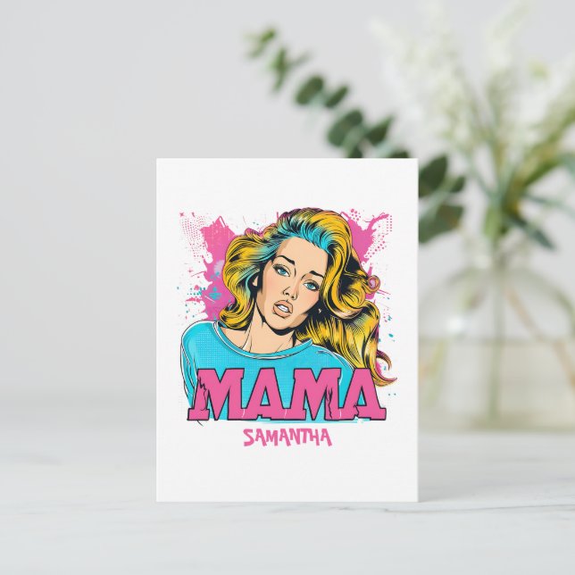 Personalised Retro  Mama Pop Art (20) Postcard (Standing Front)