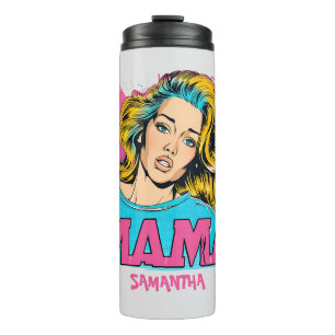 Personalised Retro  Mama Pop Art (20) Thermal Tumbler