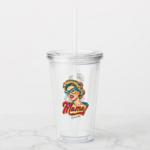 Personalised Retro Mama Pop Art 2 Acrylic Tumbler