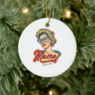 Personalised Retro  Mama Pop Art 2 Ceramic Ornament