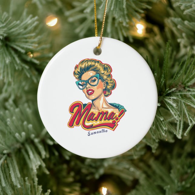 Personalised Retro  Mama Pop Art 2 Ceramic Ornament (Tree)