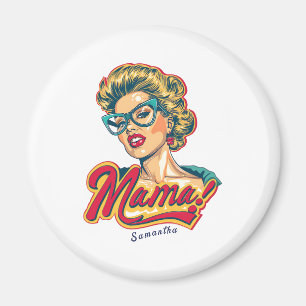 Personalised Retro Mama Pop Art 2 Magnet