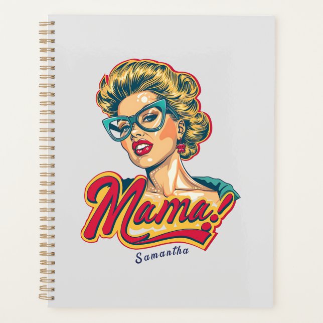 Personalised Retro  Mama Pop Art 2 Planner (Front)