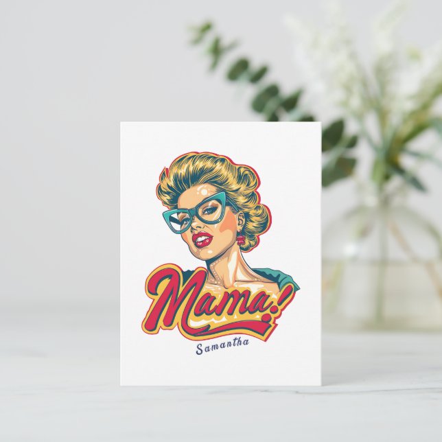 Personalised Retro  Mama Pop Art 2 Postcard (Standing Front)