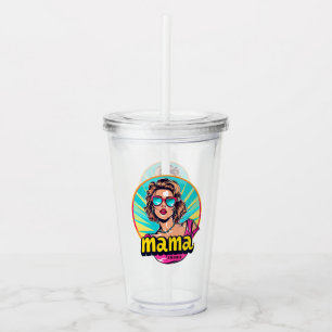 Personalised Retro Mama Pop Art (3) Acrylic Tumbler