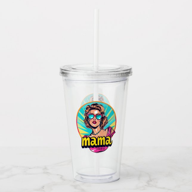 Personalised Retro  Mama Pop Art (3) Acrylic Tumbler (Front)