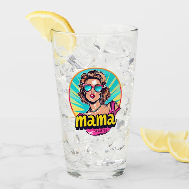 Personalised Retro  Mama Pop Art (3) Glass (Front Ice)