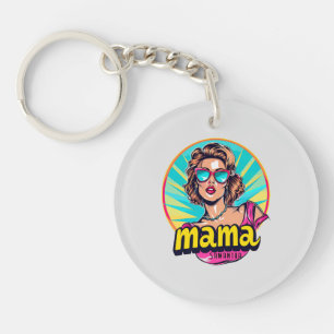Personalised Retro  Mama Pop Art (3) Key Ring