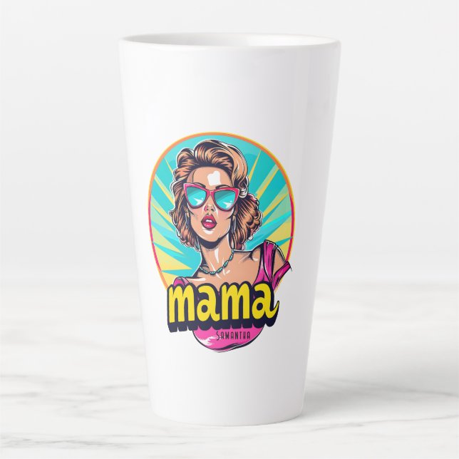 Personalised Retro  Mama Pop Art (3) Latte Mug (Front)