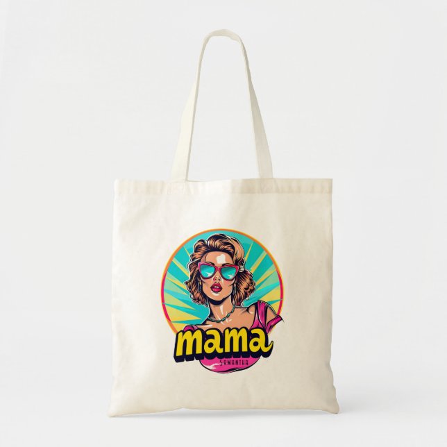 Personalised Retro  Mama Pop Art 3 Tote Bag (Front)