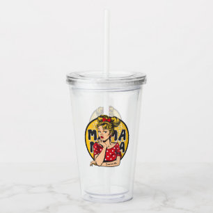 Personalised Retro Mama Pop Art (4) Acrylic Tumbler