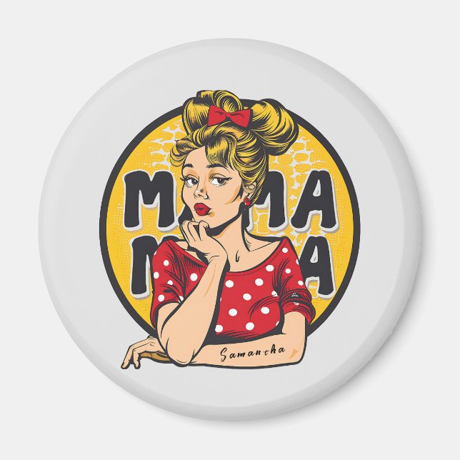 Personalised Retro  Mama Pop Art (4) Magnet (Front)