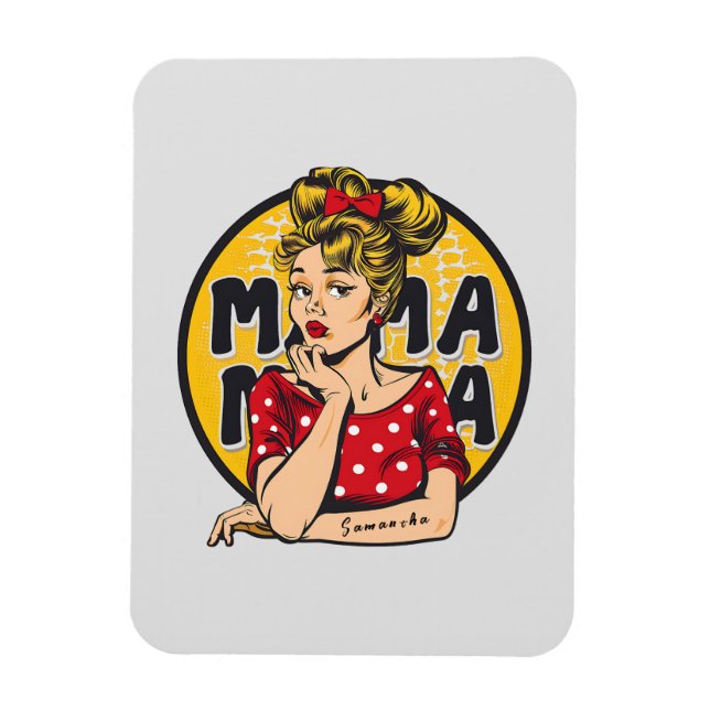 Personalised Retro Mama Pop Art (4) Magnet (Vertical)