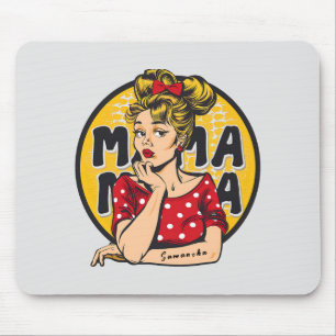 Personalised Retro Mama Pop Art (4) Mouse Pad