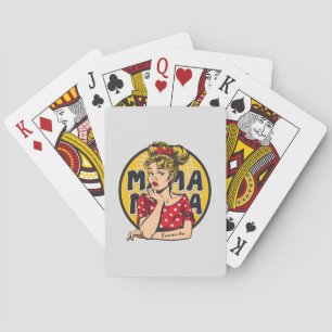 Personalised Retro  Mama Pop Art (4) Playing Cards