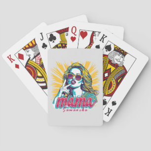 Personalised Retro  Mama Pop Art (5) Playing Cards