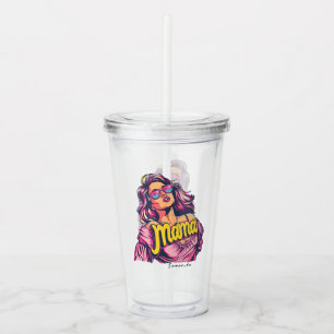 Personalised Retro Mama Pop Art (6) Acrylic Tumbler