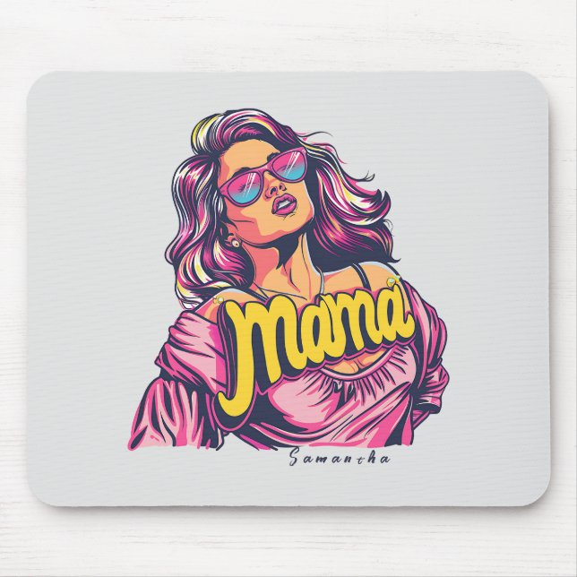 Personalised Retro  Mama Pop Art (6) Mouse Pad (Front)