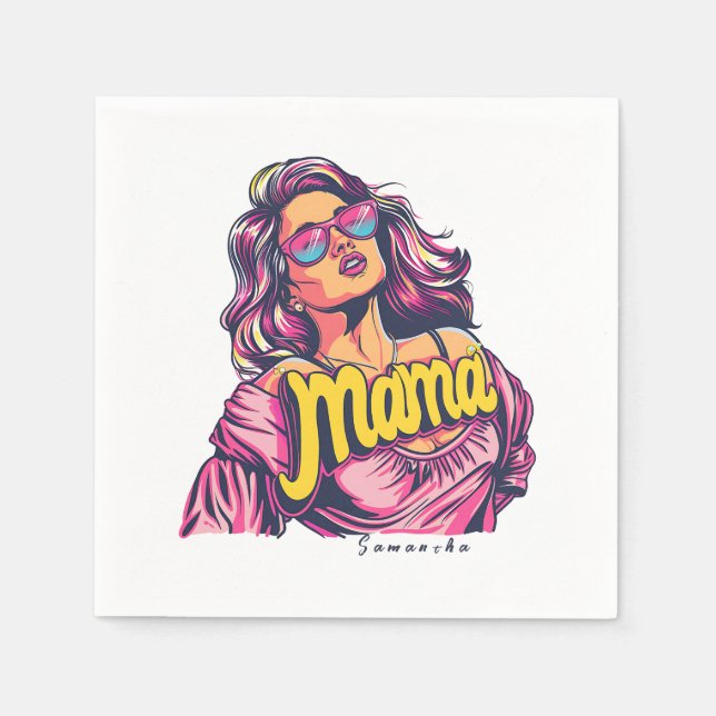 Personalised Retro  Mama Pop Art (6) Napkin (Front)