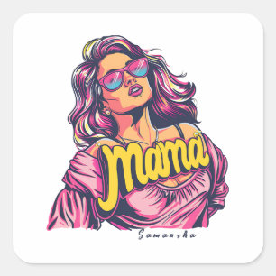 Personalised Retro  Mama Pop Art (6) Square Sticker