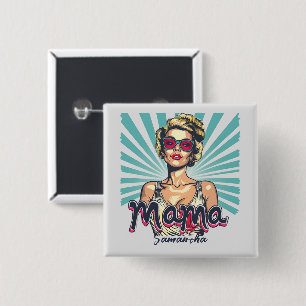 Personalised Retro Mama Pop Art (7) 15 Cm Square Badge
