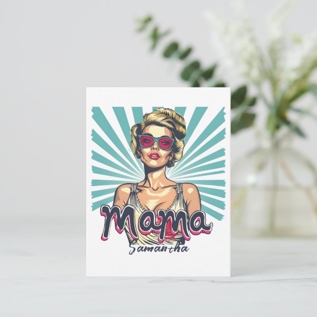 Personalised Retro  Mama Pop Art (7) Postcard (Standing Front)