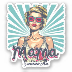 Personalised Retro Mama Pop Art (7) Sticker