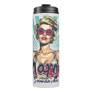 Personalised Retro  Mama Pop Art (7) Thermal Tumbler