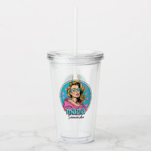 Personalised Retro Mama Pop Art (8) Acrylic Tumbler