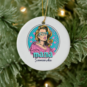 Personalised Retro Mama Pop Art (8) Ceramic Ornament
