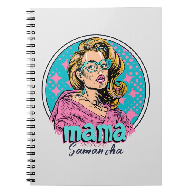 Personalised Retro  Mama Pop Art (8) Notebook (Front)