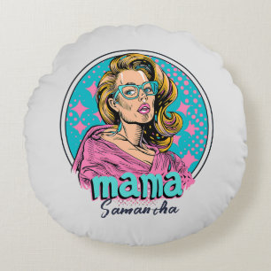 Personalised Retro Mama Pop Art (8) Round Cushion