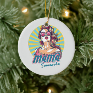 Personalised Retro  Mama Pop Art (9) Ceramic Ornament