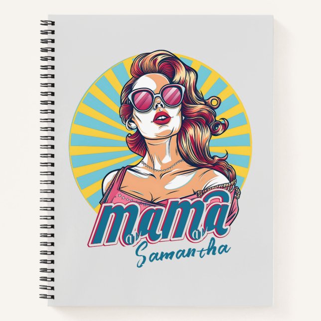 Personalised Retro  Mama Pop Art (9) Notebook (Front)