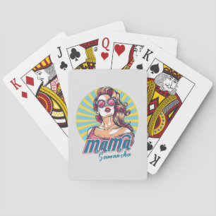 Personalised Retro  Mama Pop Art (9) Playing Cards