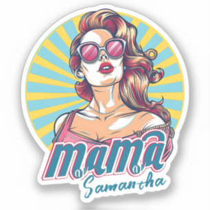 Personalised Retro  Mama Pop Art (9) Sticker