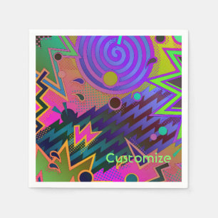 Personalised Retro Mania 80's Abstract Napkins