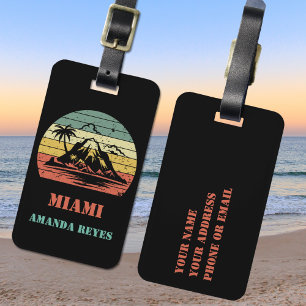 Personalised Retro Miami Luggage Tag